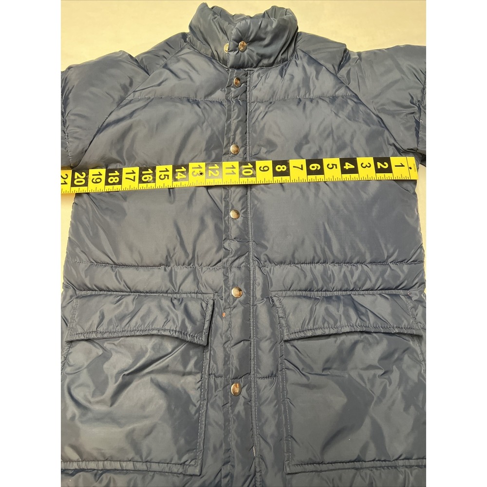 Vintage JC Penny Down Puffer Coat Snap Button Men's Size Small Navy Blue - Picture 9 of 16